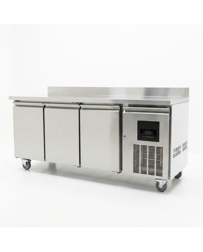 Mesa Fria de Preparacion Acero Inoxidable 3 Puertas 417 Litros 180x70 cm Clase A Ventilada Cleiton | Hosteleria