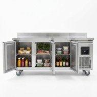 Mesa Fria de Preparacion Acero Inoxidable 3 Puertas 417 Litros 180x70 cm Clase A Ventilada Cleiton | Hosteleria