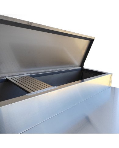 Mesa Ensaladera Refrigerada de 3 Puertas 202x80 cm para Cubetas GN con Tapa Abatible de Acero Cleiton | Hostelería