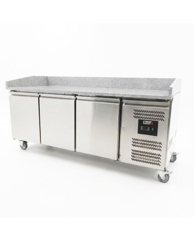 Mesa pizzera refrigerada 200 cm 3 puertas mármol ROMUX | Hostelería profesional