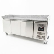 Mesa pizzera refrigerada 200 cm 3 puertas mármol ROMUX | Hostelería profesional