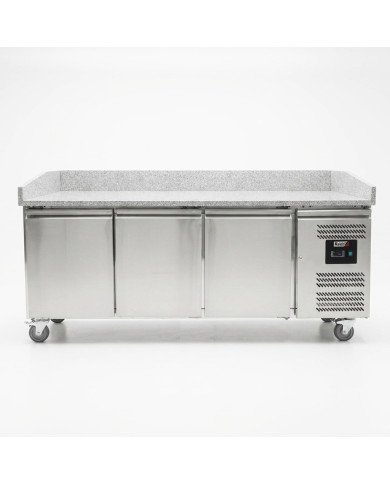 Mesa pizzera refrigerada 200 cm 3 puertas mármol ROMUX | Hostelería profesional