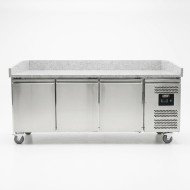Mesa pizzera refrigerada 200 cm 3 puertas mármol ROMUX | Hostelería profesional