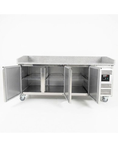 Mesa pizzera refrigerada 200 cm 3 puertas mármol ROMUX | Hostelería profesional