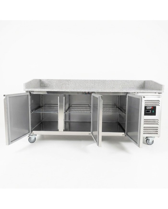 Mesa pizzera refrigerada 200 cm 3 puertas mármol ROMUX | Hostelería profesional