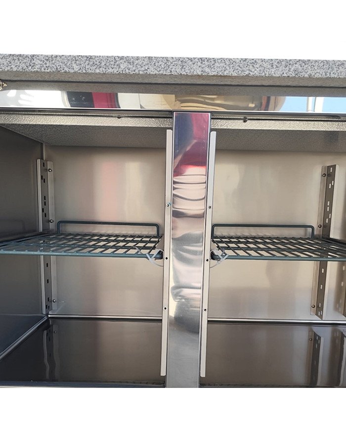 Mesa pizzera refrigerada 200 cm 3 puertas mármol ROMUX | Hostelería profesional