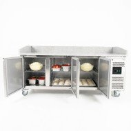 Mesa pizzera refrigerada 200 cm 3 puertas mármol CLEITON | Hostelería profesional