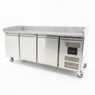 Mesa pizzera refrigerada 200 cm 3 puertas mármol CLEITON | Hostelería profesional