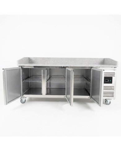 Mesa pizzera refrigerada 200 cm 3 puertas mármol CLEITON | Hostelería profesional