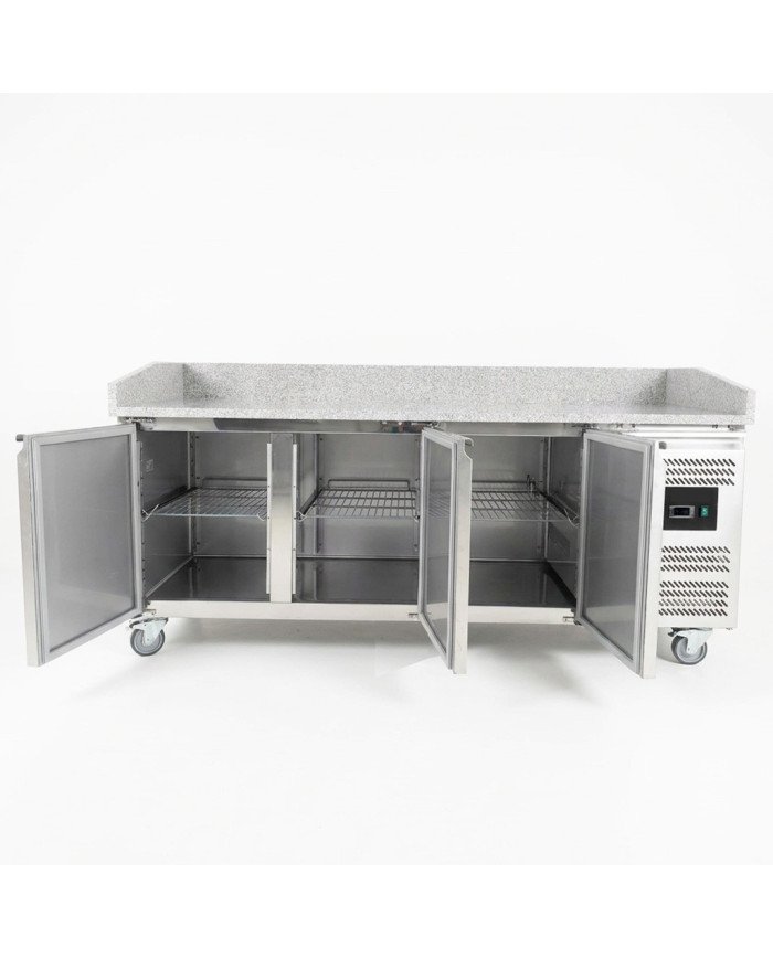 Mesa pizzera refrigerada 200 cm 3 puertas mármol CLEITON | Hostelería profesional