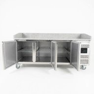Mesa pizzera refrigerada 200 cm 3 puertas mármol CLEITON | Hostelería profesional