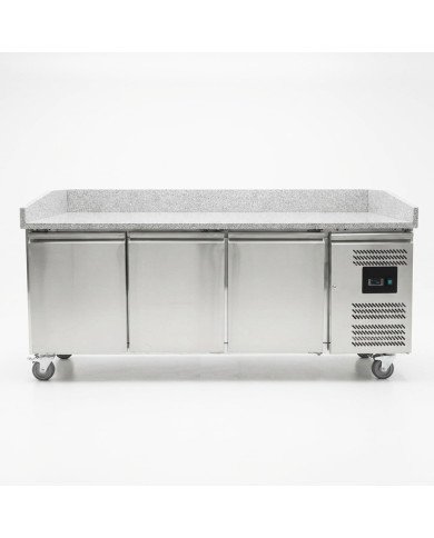 Mesa pizzera refrigerada 200 cm 3 puertas mármol CLEITON | Hostelería profesional