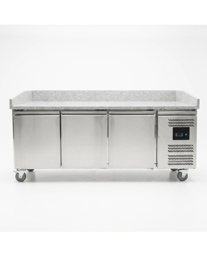 Mesa pizzera refrigerada 200 cm 3 puertas mármol CLEITON | Hostelería profesional