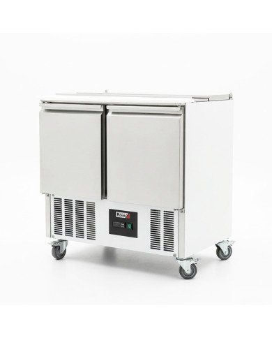 Mesa Fria de Preparacion 2 Puertas de 90x70 cm con Encimera de Poliuterano ®Romux
