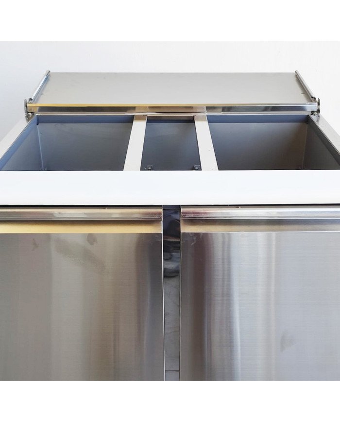 Mesa Fria de Preparacion 2 Puertas de 90x70 cm con Encimera de Poliuterano ®Romux