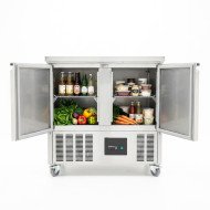 Mesa Fria de Preparacion 2 Puertas de 90x70 cm con Encimera de Acero CLEITON