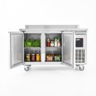 Mesa Fria de Preparacion Acero Inoxidable 2 Puertas 282 Litros 136x70 cm Clase A Ventilada Romux | Hosteleria