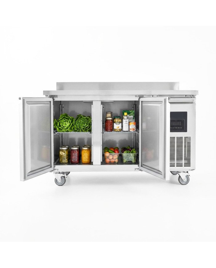 Mesa Fria de Preparacion Acero Inoxidable 2 Puertas 282 Litros 136x70 cm Clase A Ventilada Cleiton | Hosteleria