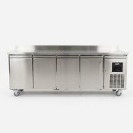Mesa Fría de Preparación Acero Inoxidable 4 Puertas 553 Litros 223x70 cm Clase A Ventilada Romux | Hosteleria