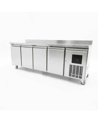 Mesa Fría de Preparación Acero Inoxidable 4 Puertas 553 Litros 223x70 cm Clase A Ventilada Cleiton | Hosteleria