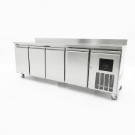 Mesa Fría de Preparación Acero Inoxidable 4 Puertas 553 Litros 223x70 cm Clase A Ventilada Cleiton | Hosteleria