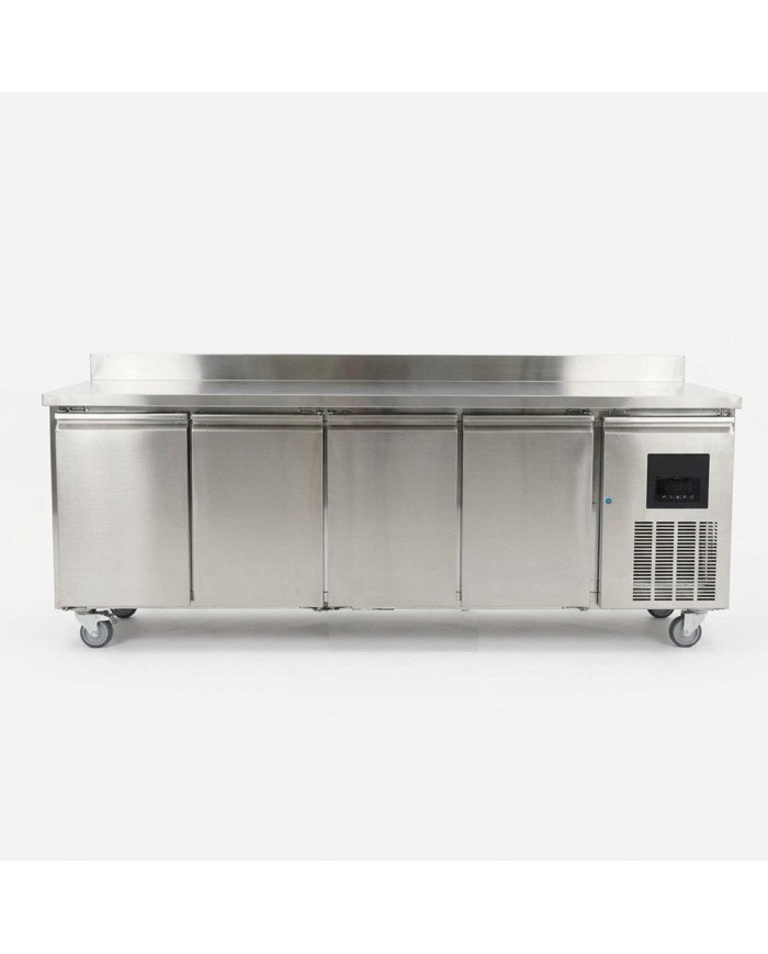 Mesa Fría de Preparación Acero Inoxidable 4 Puertas 553 Litros 223x70 cm Clase A Ventilada Cleiton | Hosteleria