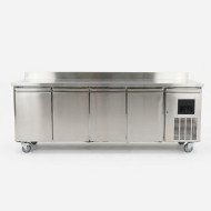 Mesa Fría de Preparación Acero Inoxidable 4 Puertas 553 Litros 223x70 cm Clase A Ventilada Cleiton | Hosteleria