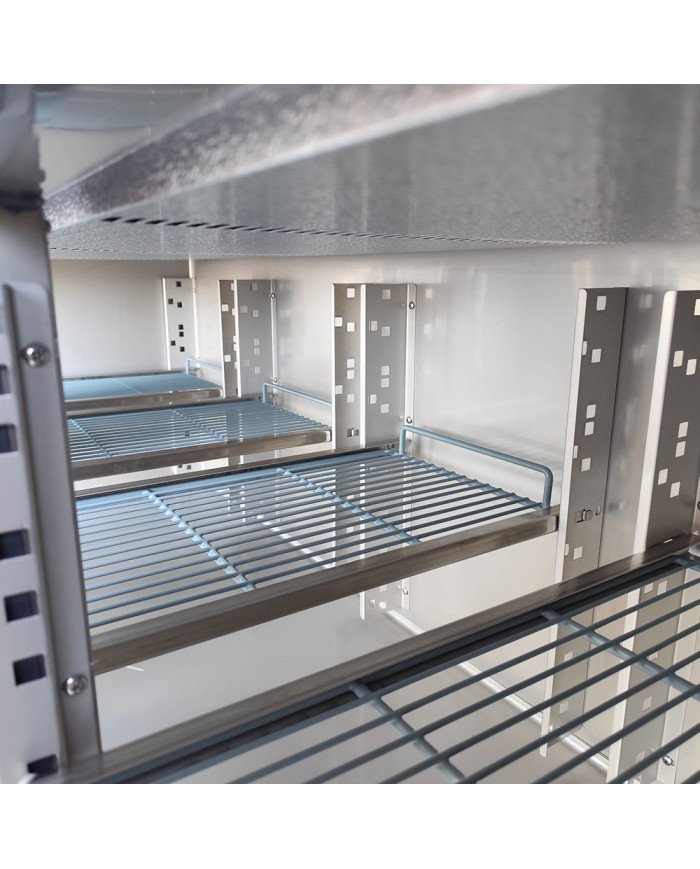 Mesa Fría de Preparación Acero Inoxidable 4 Puertas 553 Litros 223x70 cm Clase A Ventilada Cleiton | Hosteleria