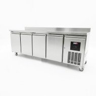 Mesa Fría de Preparación Acero Inoxidable 4 Puertas 553 Litros 223x70 cm Clase A Ventilada Romux | Hosteleria