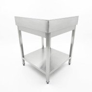 Mesa de Trabajo Acero Inoxidable Mural corner con 1 Estante para Hostelria 600x600 mm | CLEITON Profesional