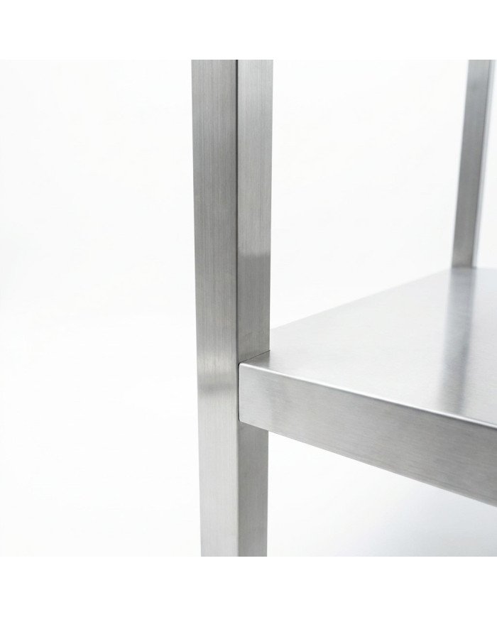 Mesa de Trabajo Acero Inoxidable Mural corner con 1 Estante para Hostelria 600x600 mm | CLEITON Profesional