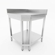Mesa de Trabajo Acero Inoxidable Mural corner con 1 Estante para Hostelria 600x600 mm | CLEITON Profesional
