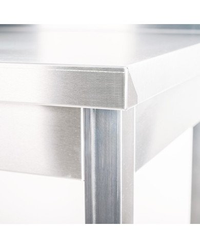 Mesa de Trabajo Acero Inoxidable Mural corner con 1 Estante para Hostelria 600x600 mm | ROMUX Profesional