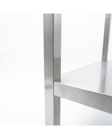 Mesa de Trabajo Acero Inoxidable Mural corner con 2 Estantes para Hostelria 600x600 mm | CLEITON Profesional