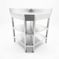 Mesa de Trabajo Acero Inoxidable Mural corner con 2 Estantes para Hostelria 600x600 mm | ROMUX Profesional