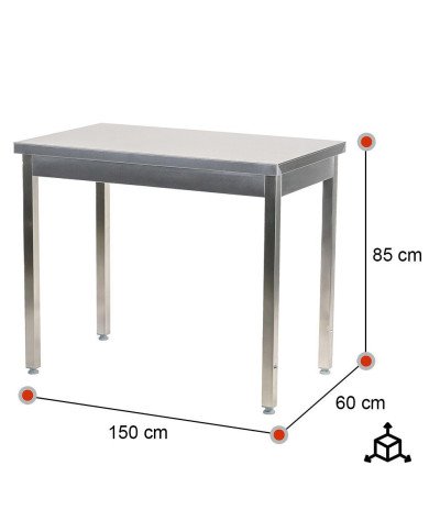 Mesa de Trabajo Acero Inoxidable para Hostelria 1500x600 mm | ROMUX Profesional