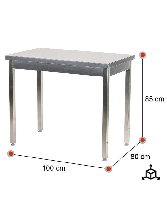 Mesa de Trabajo Acero Inoxidable para Hostelria 1000x800 mm | ROMUX Profesional