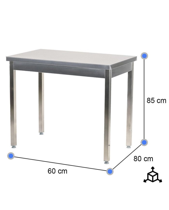 Mesa de Trabajo Acero Inoxidable para Hostelria 600x800 mm | CLEITON Profesional