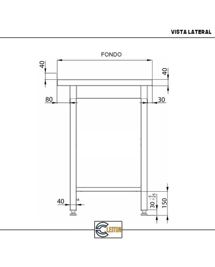 Mesa de Trabajo Acero Inoxidable para Hostelria 600x800 mm | CLEITON Profesional