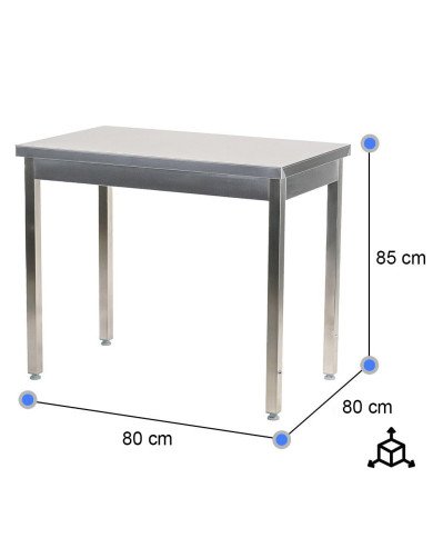 Mesa de Trabajo Acero Inoxidable para Hostelria 800x800 mm | CLEITON Profesional