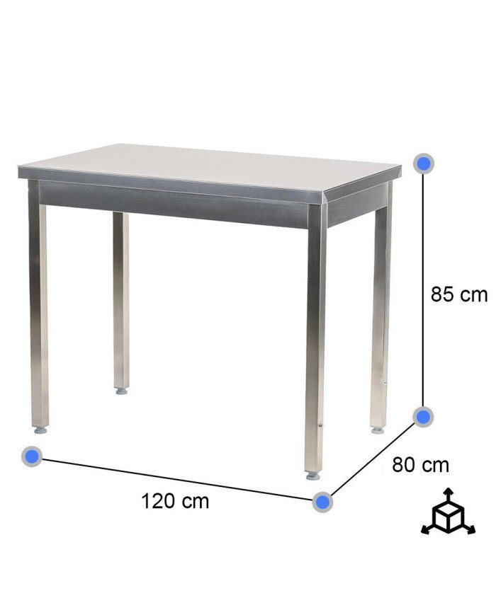 Mesa de Trabajo Acero Inoxidable para Hostelria 1200x800 mm | CLEITON Profesional