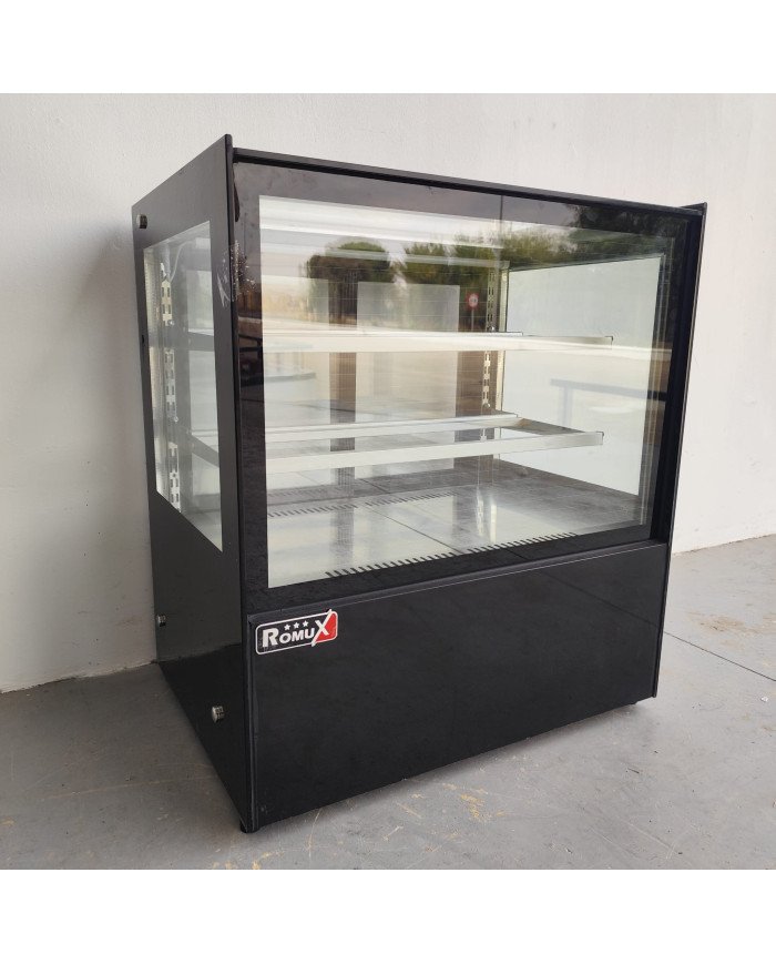 122. Vitrina Pastelera Expositora Refrigerada Cuadrada de Sobremesa 2 Estantes Negra 270 Litros Ventilada (FR-162)