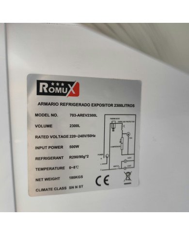 124. Armario Expositor Refrigerado 1300 Litros 4 Puertas Ventilado Romux