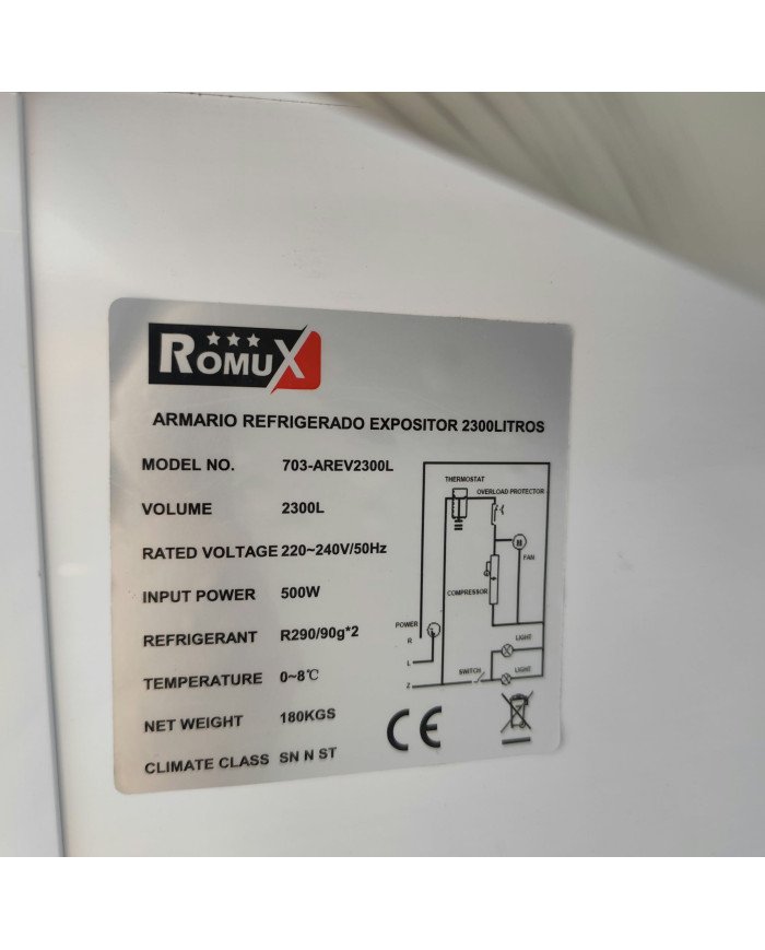 124. Armario Expositor Refrigerado 1300 Litros 4 Puertas Ventilado Romux