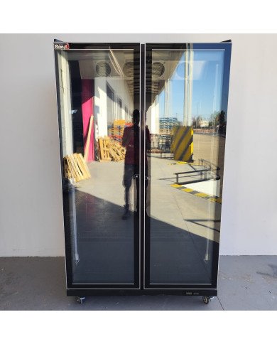 133. Armario Expositor de Congelación Modelo D Luz Led - 2 Puertas de Cristal Negro 1200 Litros Ventilado (FR-150)