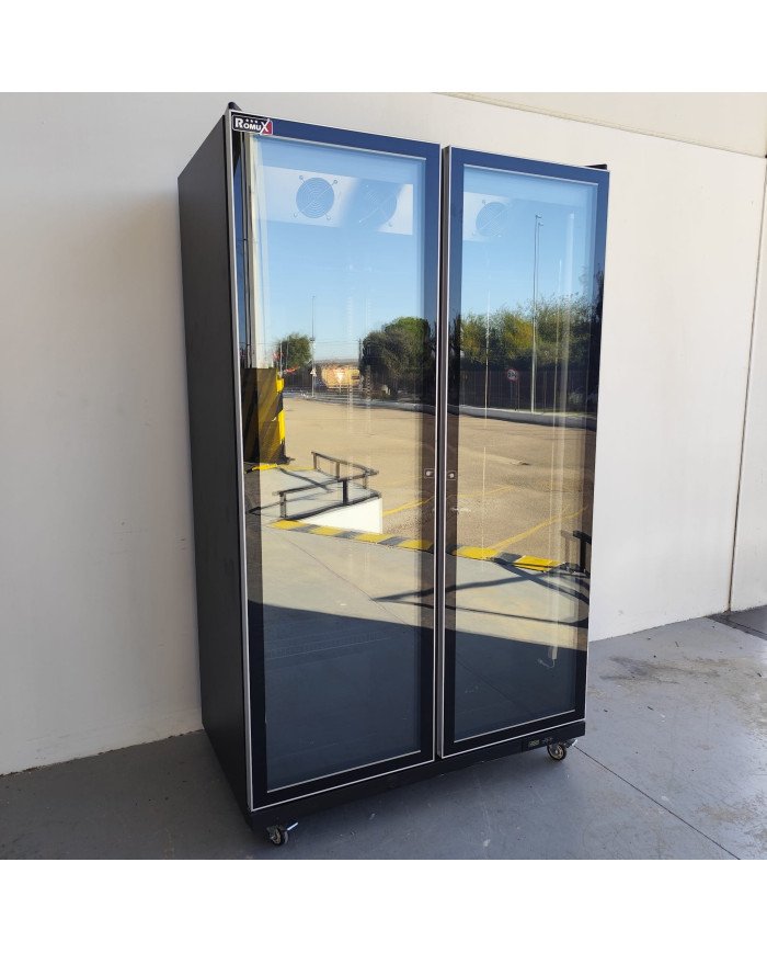 133. Armario Expositor de Congelación Modelo D Luz Led - 2 Puertas de Cristal Negro 1200 Litros Ventilado (FR-150)