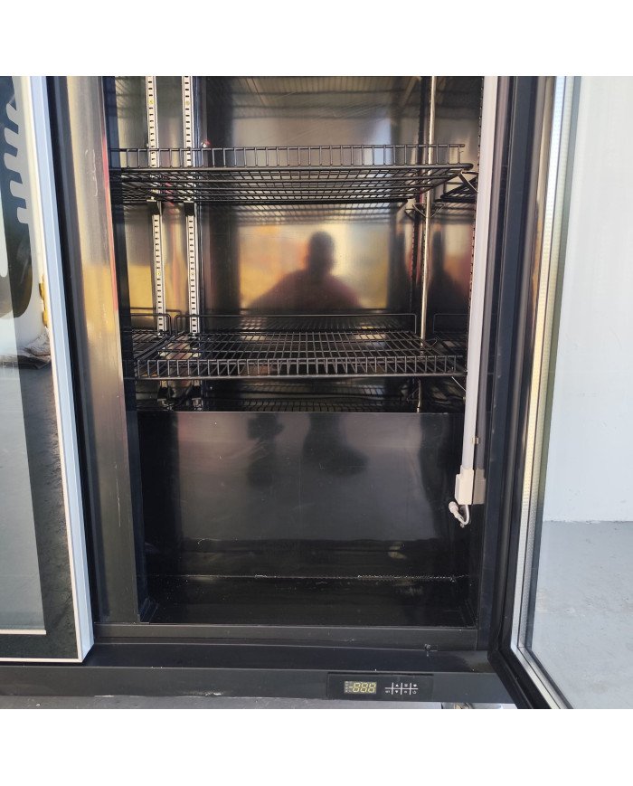 133. Armario Expositor de Congelación Modelo D Luz Led - 2 Puertas de Cristal Negro 1200 Litros Ventilado (FR-150)