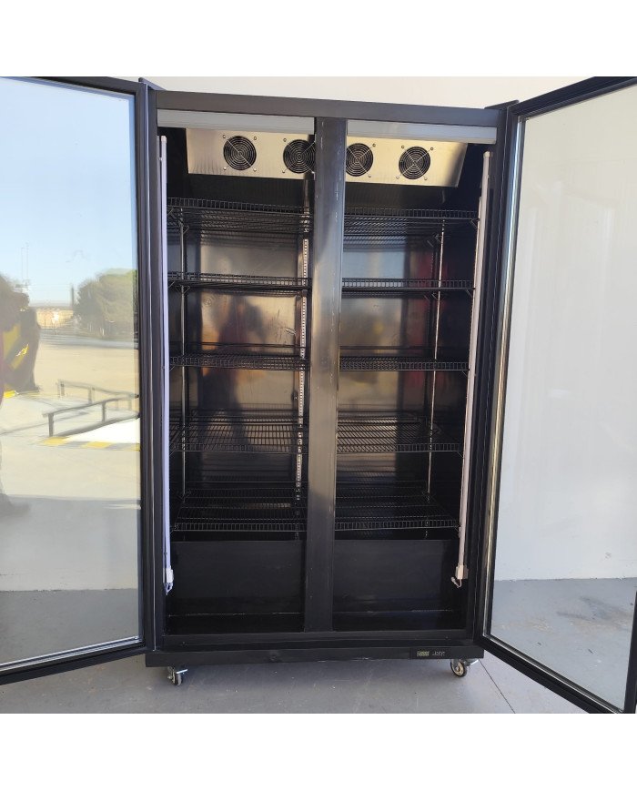 133. Armario Expositor de Congelación Modelo D Luz Led - 2 Puertas de Cristal Negro 1200 Litros Ventilado (FR-150)