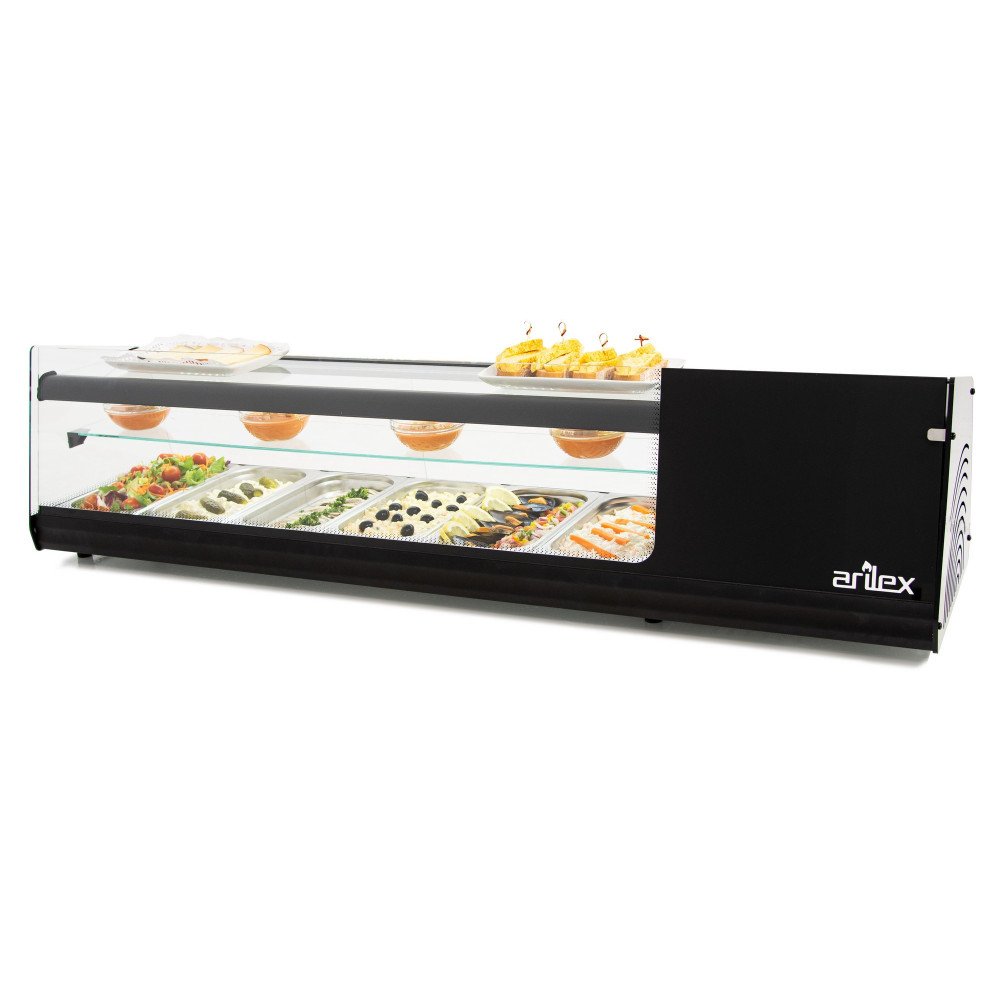 Vitrina Refrigerada Tapas Plana 6 Cubetas GN 1/3 | Gastroten